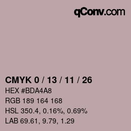 カラーコード: CMYK 0 / 13 / 11 / 26 | qconv.com