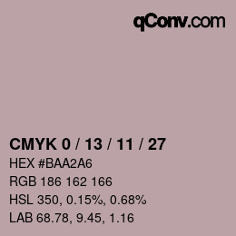 カラーコード: CMYK 0 / 13 / 11 / 27 | qconv.com