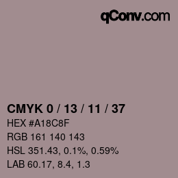 カラーコード: CMYK 0 / 13 / 11 / 37 | qconv.com