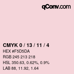 カラーコード: CMYK 0 / 13 / 11 / 4 | qconv.com