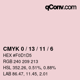 カラーコード: CMYK 0 / 13 / 11 / 6 | qconv.com