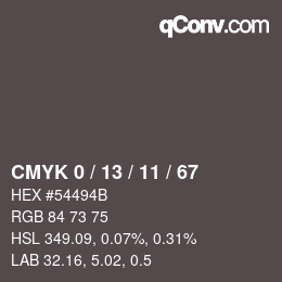 Color code: CMYK 0 / 13 / 11 / 67 | qconv.com