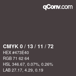 Color code: CMYK 0 / 13 / 11 / 72 | qconv.com