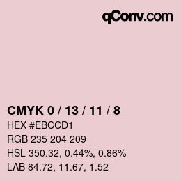 カラーコード: CMYK 0 / 13 / 11 / 8 | qconv.com