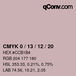 カラーコード: CMYK 0 / 13 / 12 / 20 | qconv.com