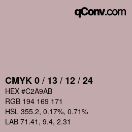 カラーコード: CMYK 0 / 13 / 12 / 24 | qconv.com