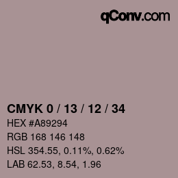 カラーコード: CMYK 0 / 13 / 12 / 34 | qconv.com