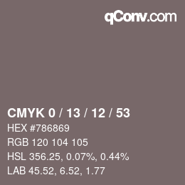 カラーコード: CMYK 0 / 13 / 12 / 53 | qconv.com