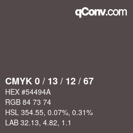 カラーコード: CMYK 0 / 13 / 12 / 67 | qconv.com