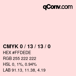 カラーコード: CMYK 0 / 13 / 13 / 0 | qconv.com
