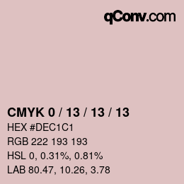 カラーコード: CMYK 0 / 13 / 13 / 13 | qconv.com