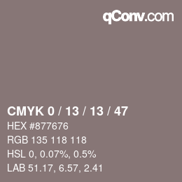 カラーコード: CMYK 0 / 13 / 13 / 47 | qconv.com