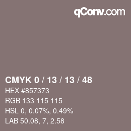 カラーコード: CMYK 0 / 13 / 13 / 48 | qconv.com