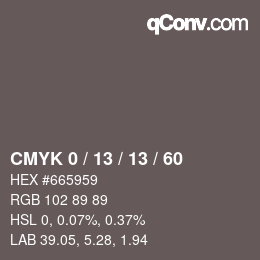 カラーコード: CMYK 0 / 13 / 13 / 60 | qconv.com