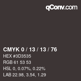 カラーコード: CMYK 0 / 13 / 13 / 76 | qconv.com