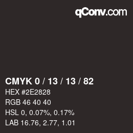カラーコード: CMYK 0 / 13 / 13 / 82 | qconv.com