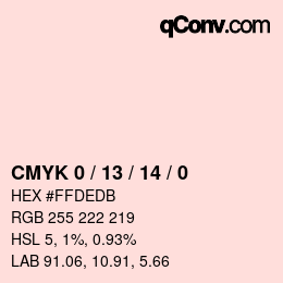 カラーコード: CMYK 0 / 13 / 14 / 0 | qconv.com
