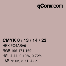 カラーコード: CMYK 0 / 13 / 14 / 23 | qconv.com