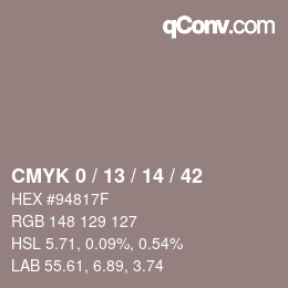 カラーコード: CMYK 0 / 13 / 14 / 42 | qconv.com