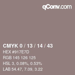 颜色代码: CMYK 0 / 13 / 14 / 43 | qconv.com