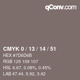 Color code: CMYK 0 / 13 / 14 / 51 | qconv.com