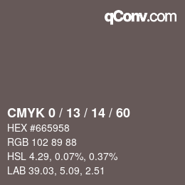 カラーコード: CMYK 0 / 13 / 14 / 60 | qconv.com