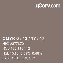 カラーコード: CMYK 0 / 13 / 17 / 47 | qconv.com