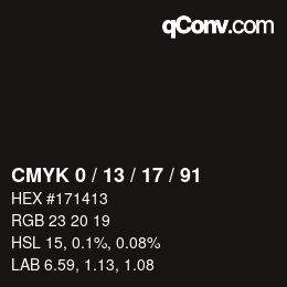 Color code: CMYK 0 / 13 / 17 / 91 | qconv.com