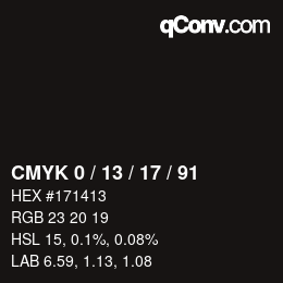 Color code: CMYK 0 / 13 / 17 / 91 | qconv.com