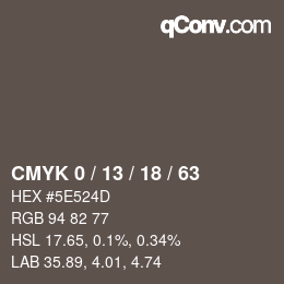 カラーコード: CMYK 0 / 13 / 18 / 63 | qconv.com