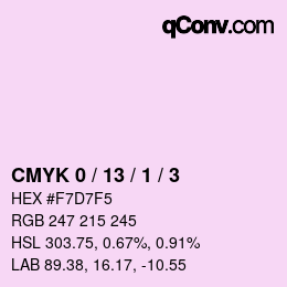 カラーコード: CMYK 0 / 13 / 1 / 3 | qconv.com
