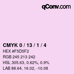 カラーコード: CMYK 0 / 13 / 1 / 4 | qconv.com