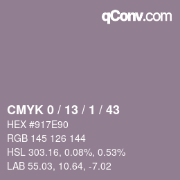 Color code: CMYK 0 / 13 / 1 / 43 | qconv.com