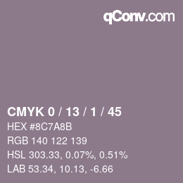 颜色代码: CMYK 0 / 13 / 1 / 45 | qconv.com
