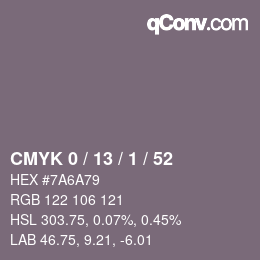 Color code: CMYK 0 / 13 / 1 / 52 | qconv.com