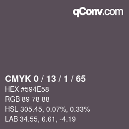 カラーコード: CMYK 0 / 13 / 1 / 65 | qconv.com