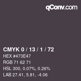 Color code: CMYK 0 / 13 / 1 / 72 | qconv.com