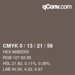 カラーコード: CMYK 0 / 13 / 21 / 58 | qconv.com