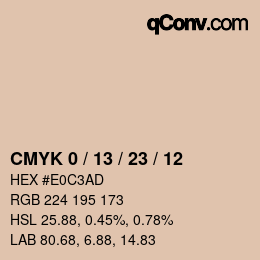 カラーコード: CMYK 0 / 13 / 23 / 12 | qconv.com
