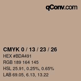 カラーコード: CMYK 0 / 13 / 23 / 26 | qconv.com