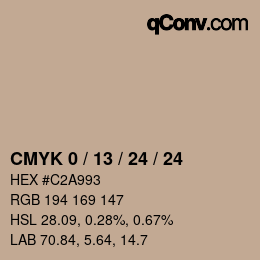 カラーコード: CMYK 0 / 13 / 24 / 24 | qconv.com