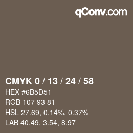 カラーコード: CMYK 0 / 13 / 24 / 58 | qconv.com