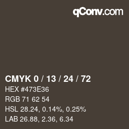 颜色代码: CMYK 0 / 13 / 24 / 72 | qconv.com