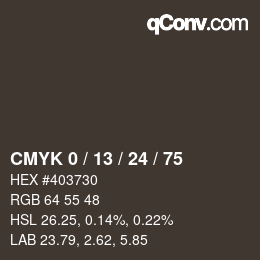 カラーコード: CMYK 0 / 13 / 24 / 75 | qconv.com