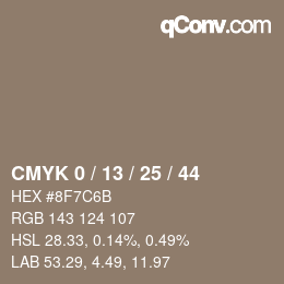 カラーコード: CMYK 0 / 13 / 25 / 44 | qconv.com