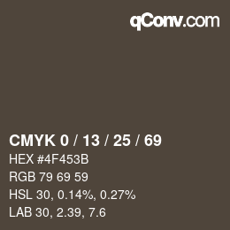 Color code: CMYK 0 / 13 / 25 / 69 | qconv.com