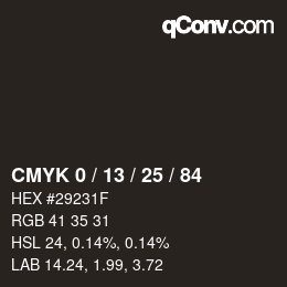 Color code: CMYK 0 / 13 / 25 / 84 | qconv.com