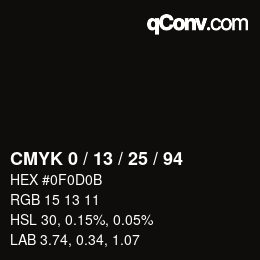 カラーコード: CMYK 0 / 13 / 25 / 94 | qconv.com