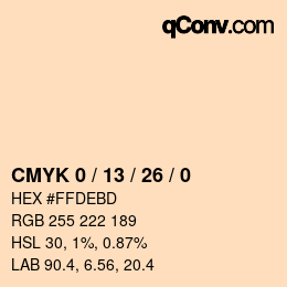 カラーコード: CMYK 0 / 13 / 26 / 0 | qconv.com