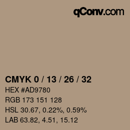 カラーコード: CMYK 0 / 13 / 26 / 32 | qconv.com
